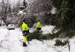 Volontari del Gruppo comunale di Protezione civile impegnati sulle strade comunali